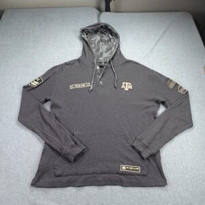 Texas A&M Aggies Hoodie Mens Medium Gray Camo Waffle Knit Henley Colosseum OHT